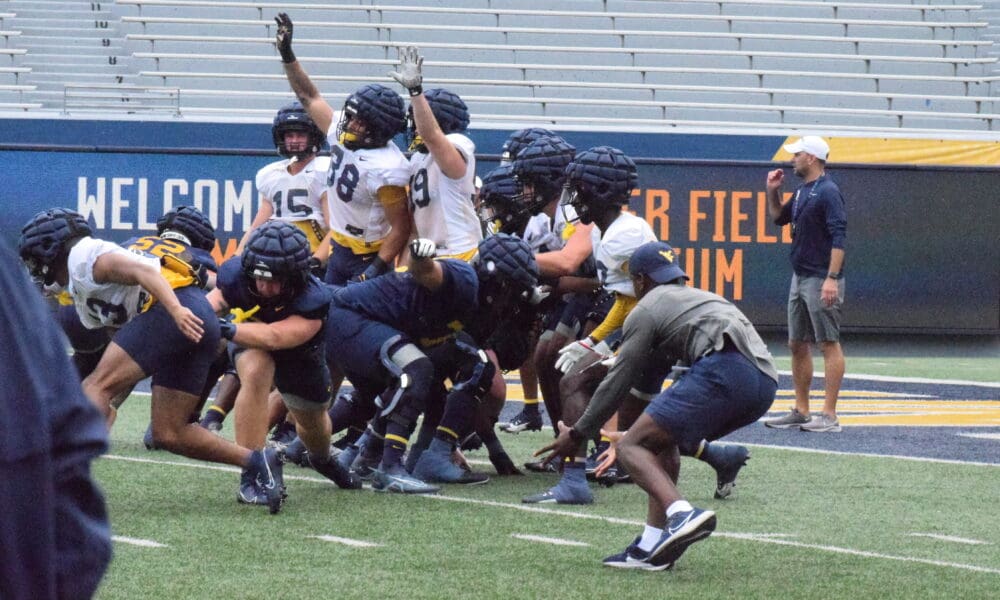 WVU Football players at practice