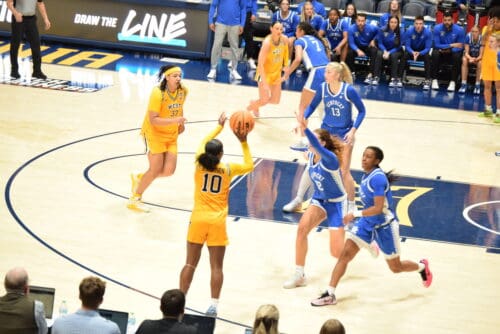 WVU Women’s Basketball star Jordan Harrison against Kentucky