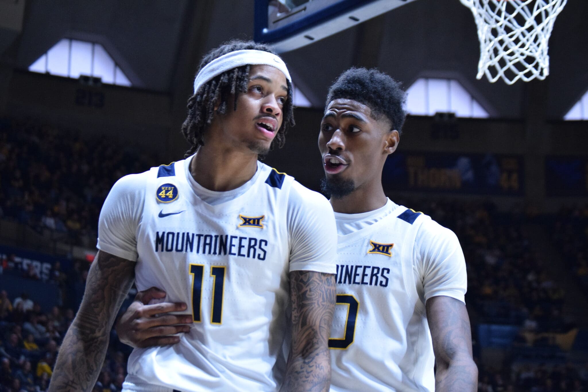 WVU Basketball Jonathan Powell and Eduardo Andre