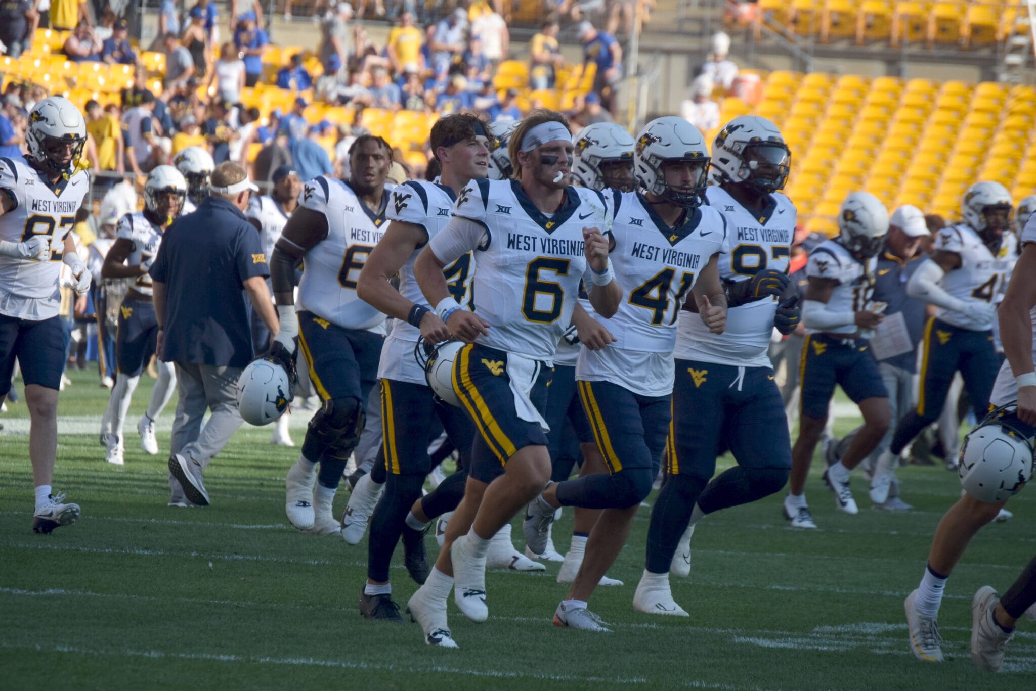 WVU Football team with Garrett Greene
