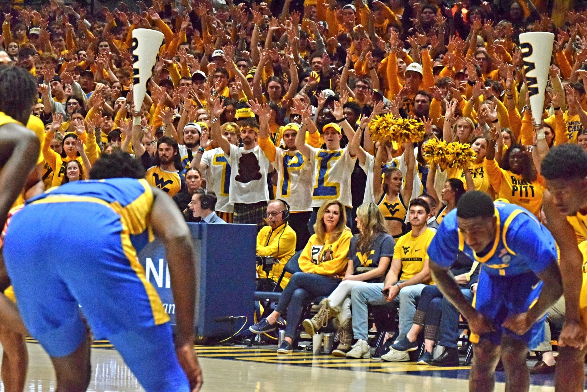 WVU Basketball Fans in Crowd for Backyard Brawl