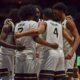 WVU Basketball Team Huddle