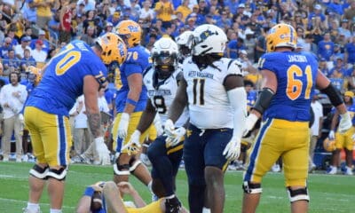 WVU Football DL T.J. Jackson against Pitt