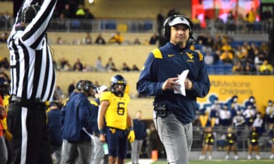 WVU Football Neal Brown and Garrett Greene