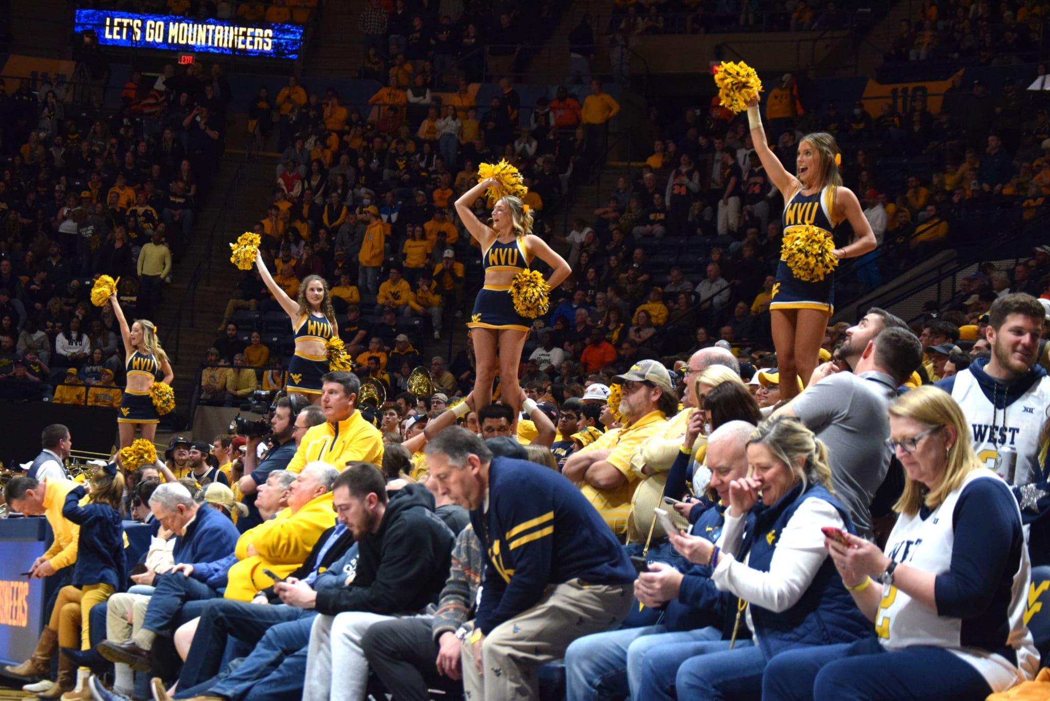 WVU fans and cheerleaders