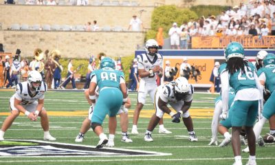 WVU Football QB Michael Hawkins throwing against Coastal Carolina