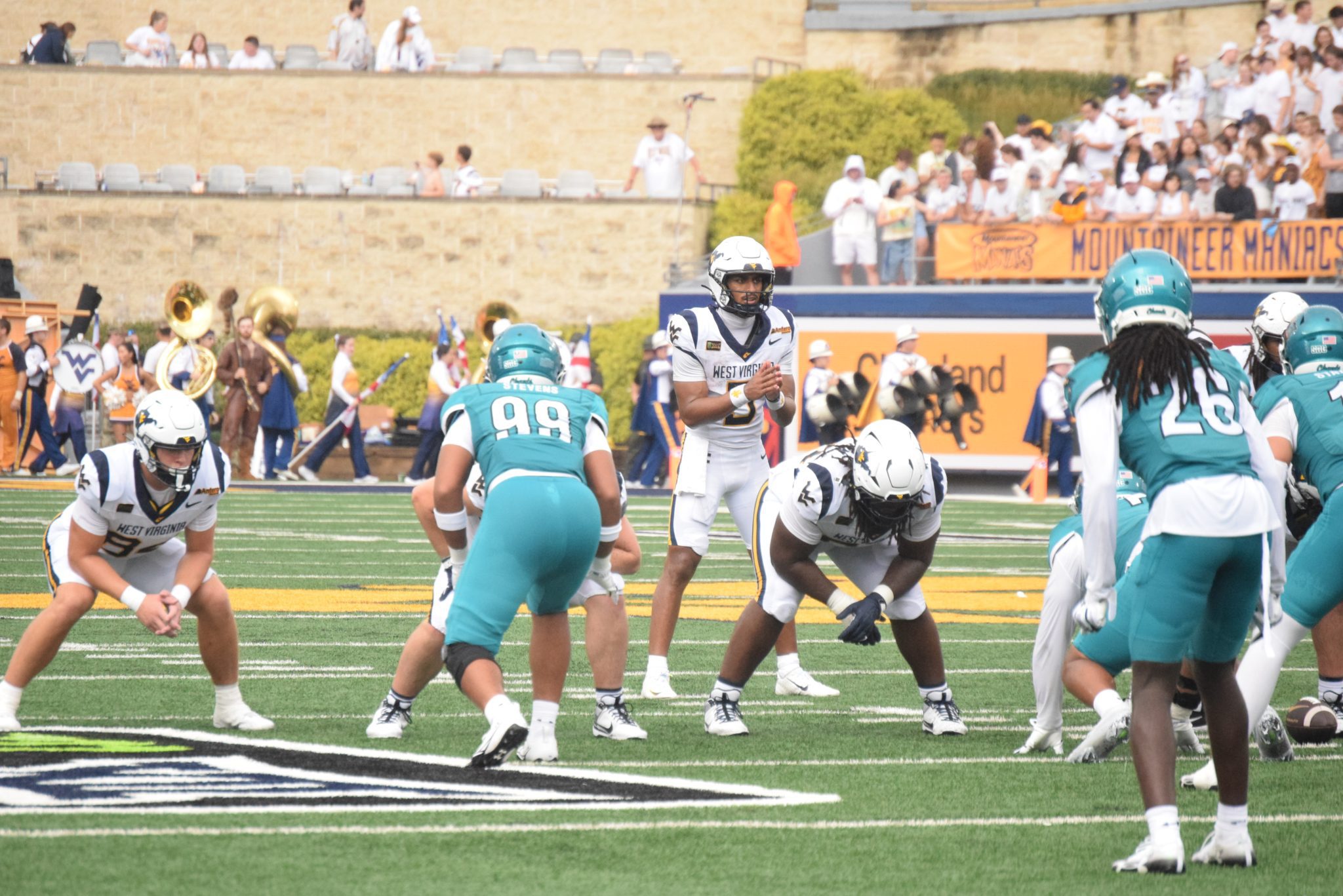 WVU Football QB Michael Hawkins throwing against Coastal Carolina