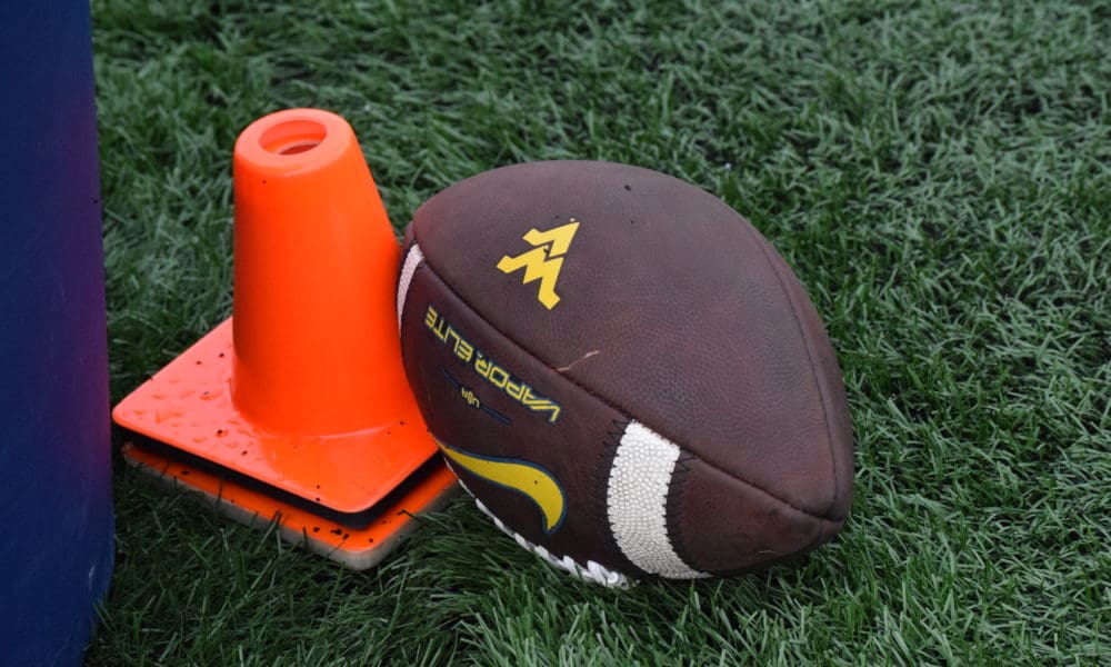 WVU football and cone stock