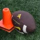 WVU football and cone stock