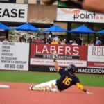 WVU Baseball Brock Wills slides into Second Base versus Penn State