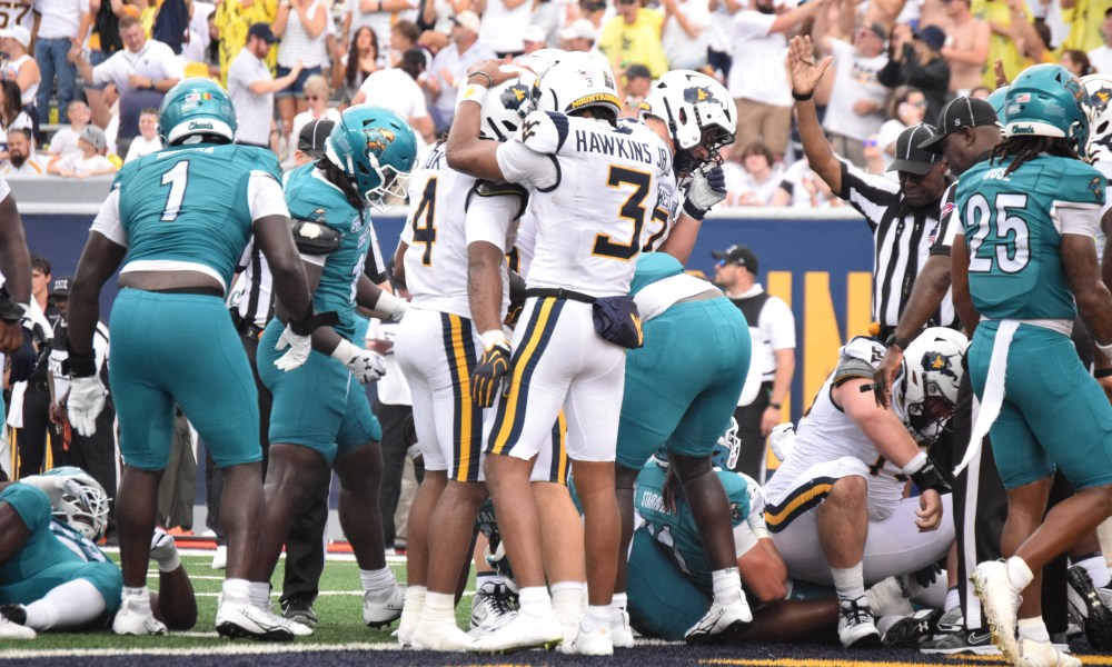WVU Football Michael Hawkins and Cam Cook against Coastal Carolina