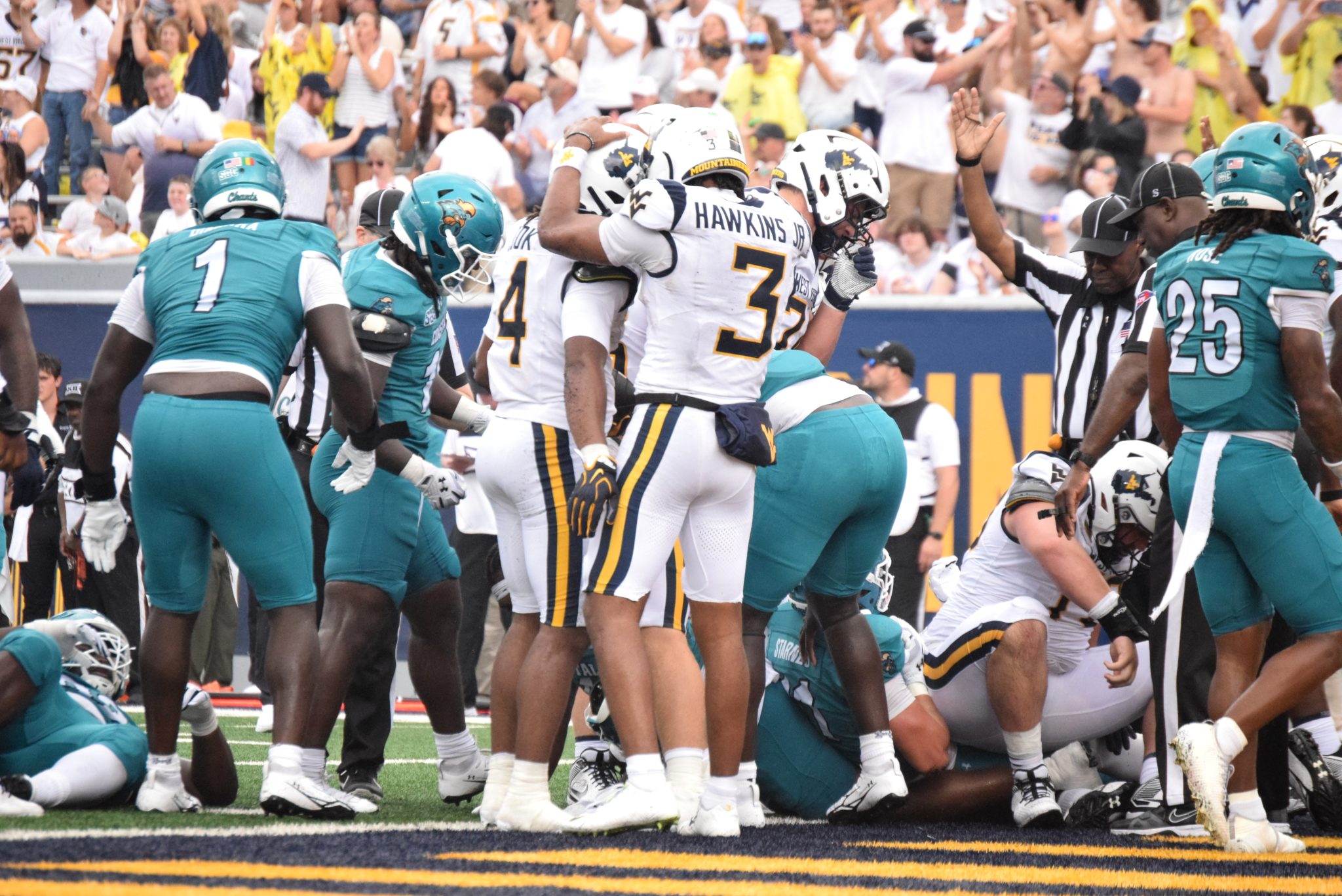 WVU Football Michael Hawkins and Cam Cook against Coastal Carolina