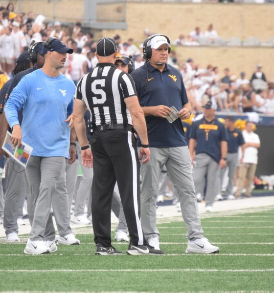 WVU Football HC Rich Rodriguez and DC Zac Alley on sideline