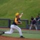 WVU baseball starter Ben Hampton pitches in a game against Kansas State in 2022.