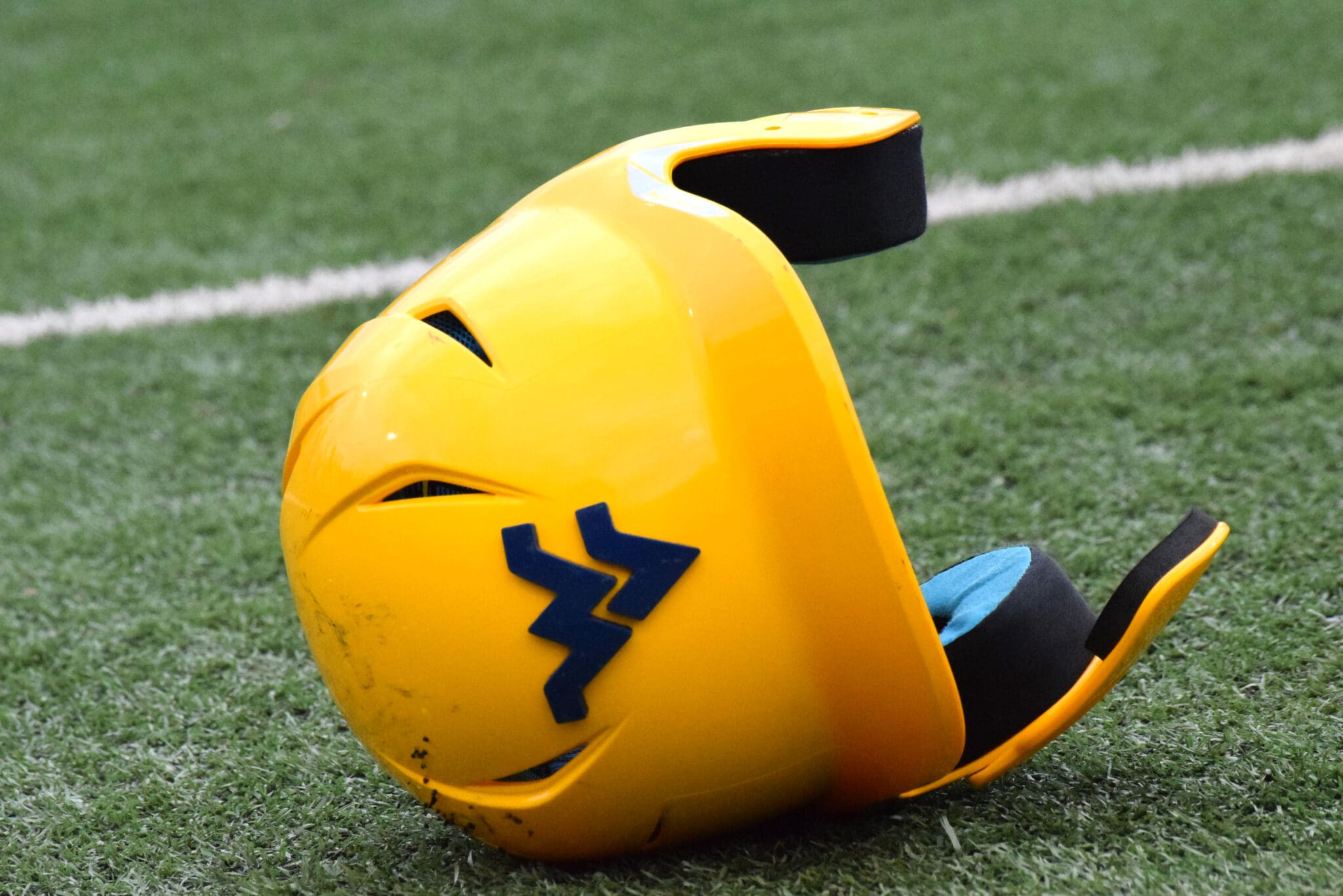 WVU Baseball Helmet stock photo