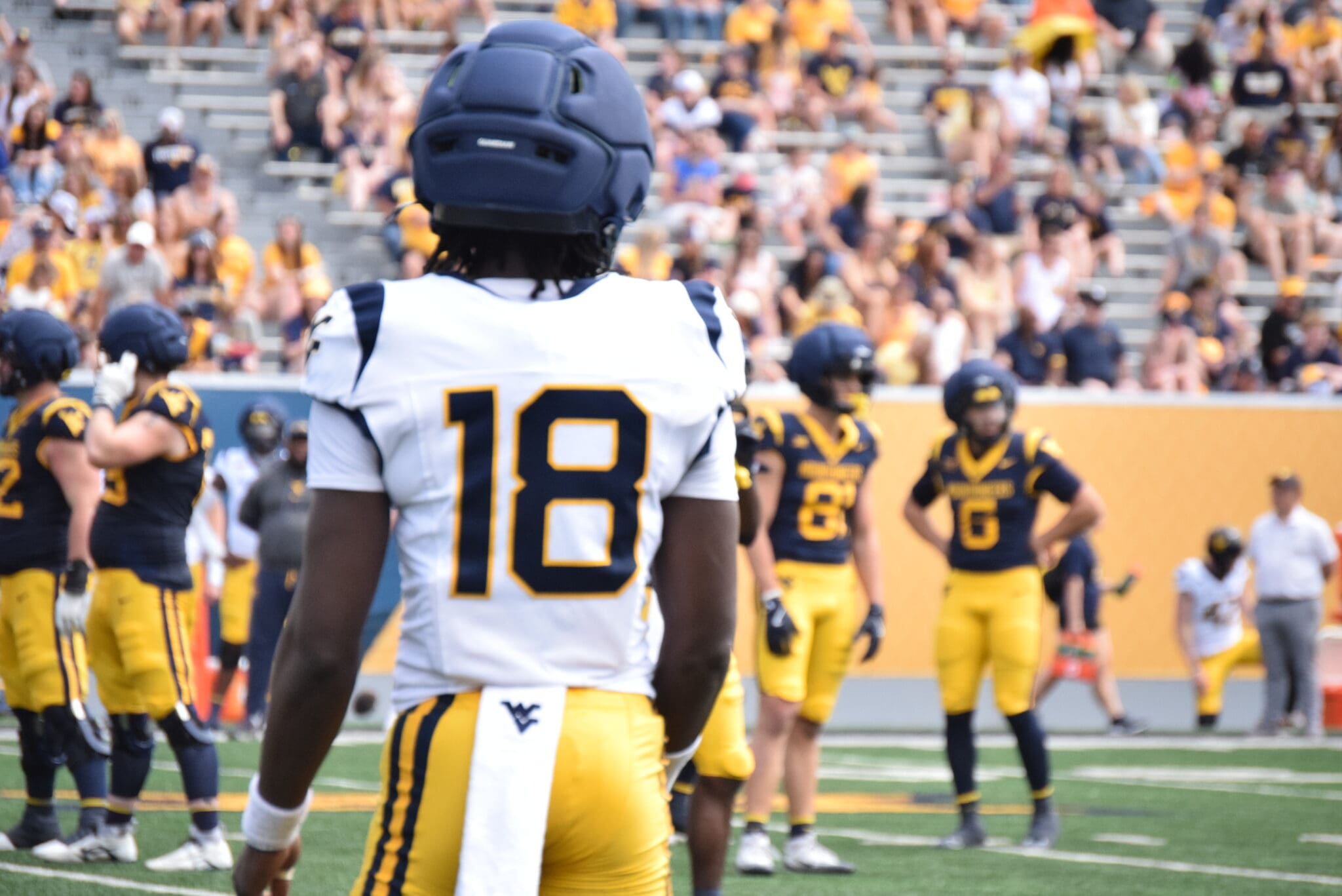WVU Football DL Zeke Durham-Campbell during scrimmage