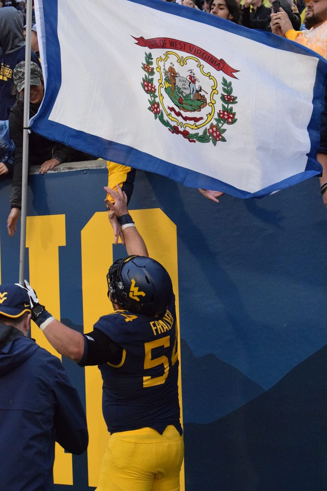 Zach Frazier with flag