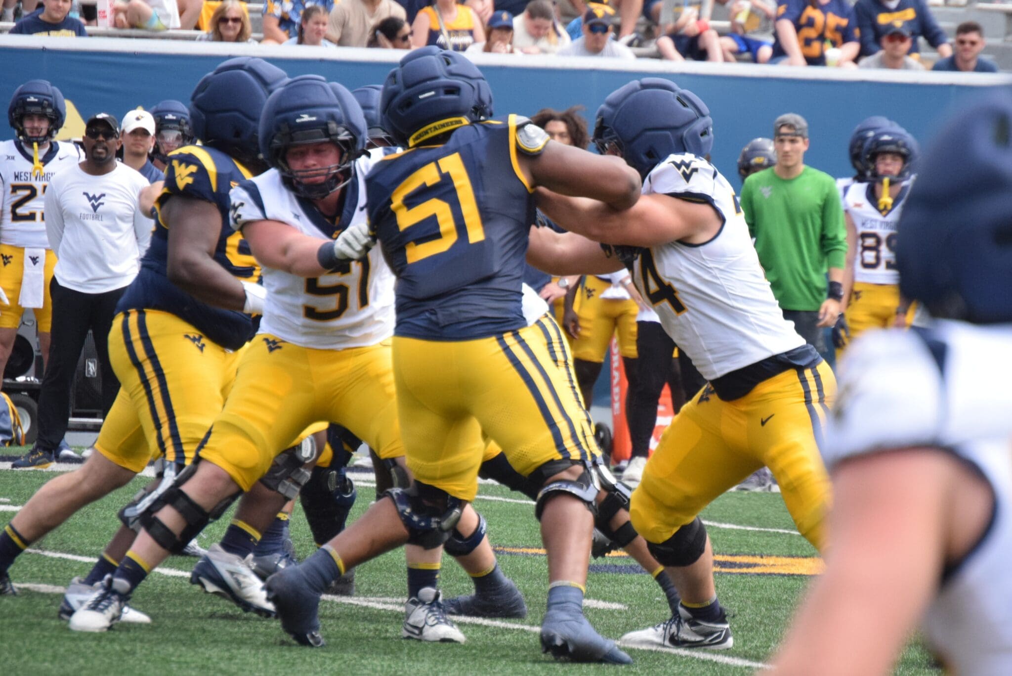 WVU Football DL Taylor Brown at scrimmage