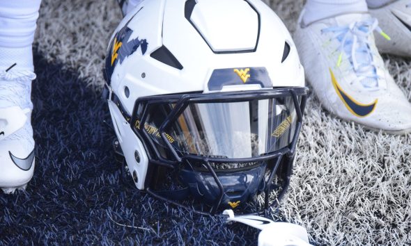 WVU Football white helmet stock