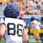 WVU Football WR Cyrus Traugh during a scrimmage