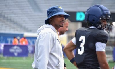 WVU Football legend Pat White with Michael Hawkins Jr.