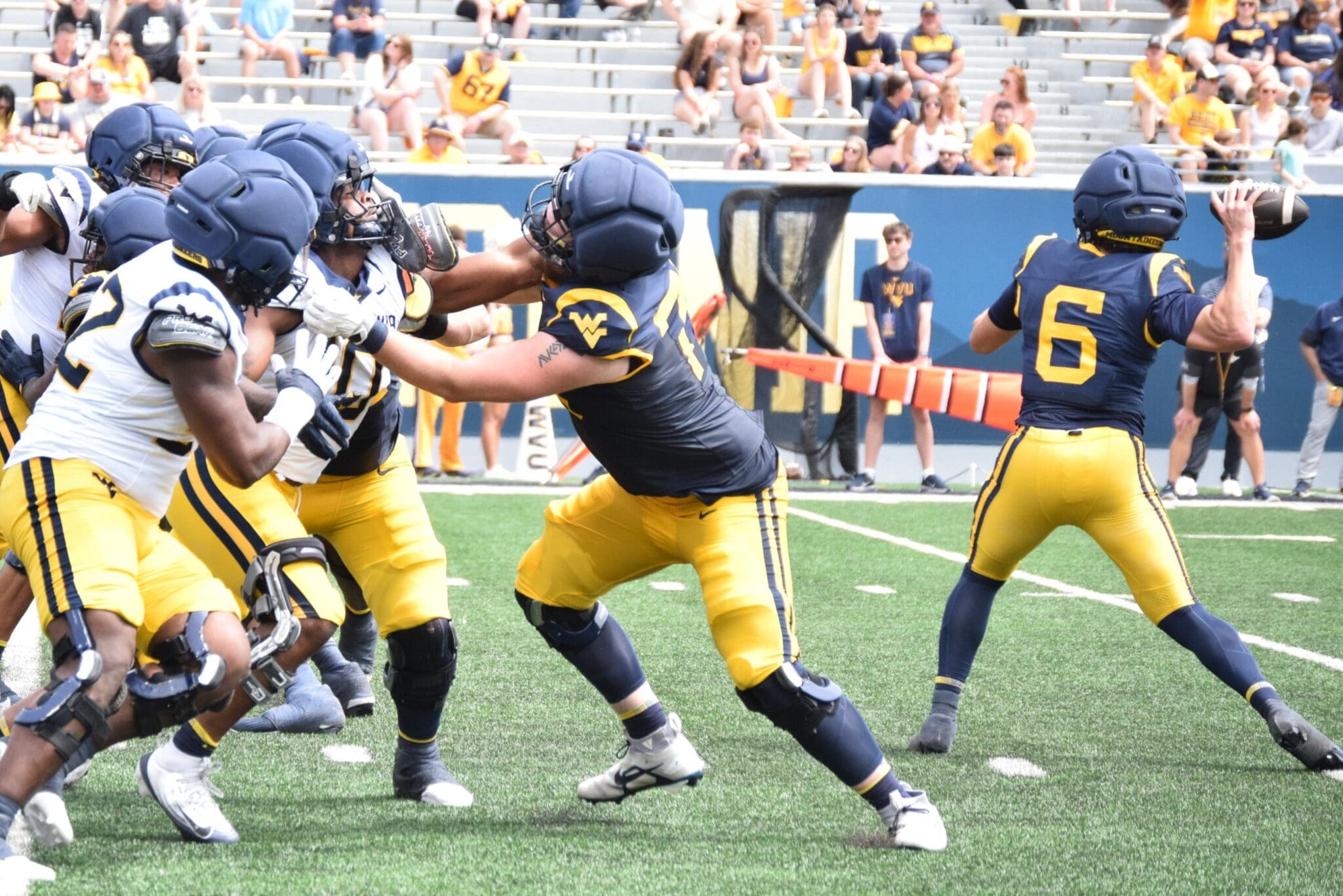 WVU Football QB Max Brown during scrimmage