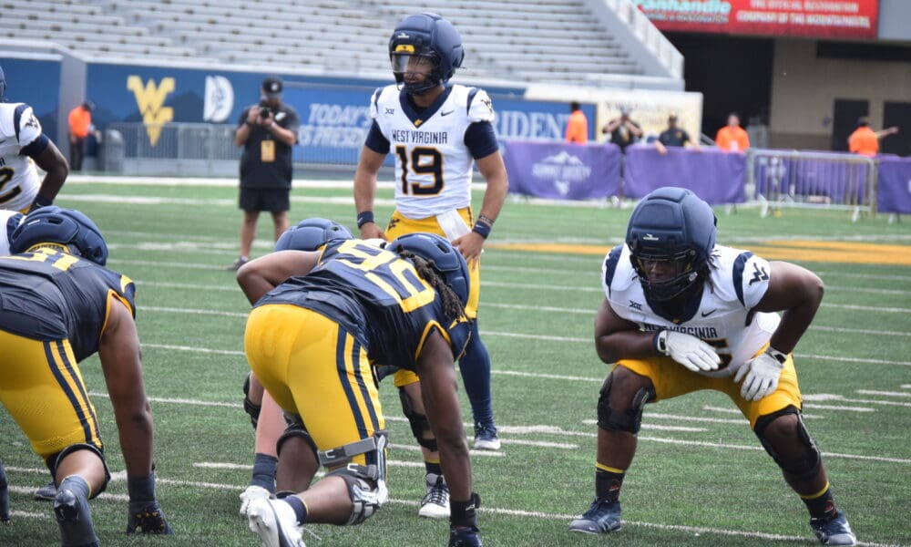 WVU Football QB Max Anderson during scrimmage