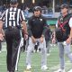 WVU Football Head Coach Rich Rodriguez Talks with Referees