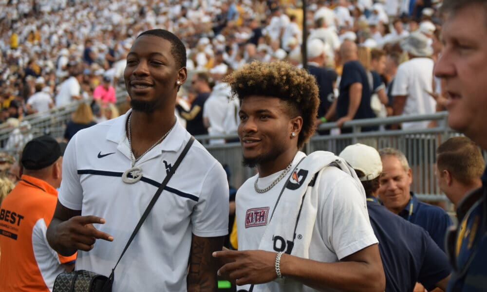 WVU Basketball Alumni Gabe Osabouhien and Miles McBride at Penn State