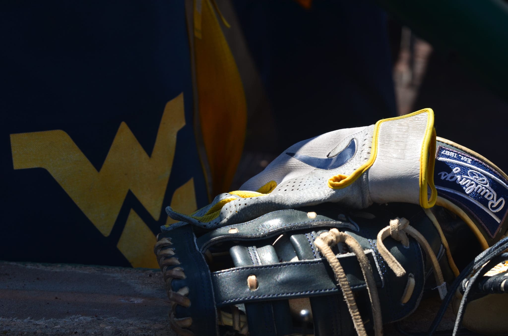 WVU Baseball glove stock