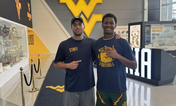 WVU Football WR recruit Demarcus Brown and WR coach Ryan Garrett