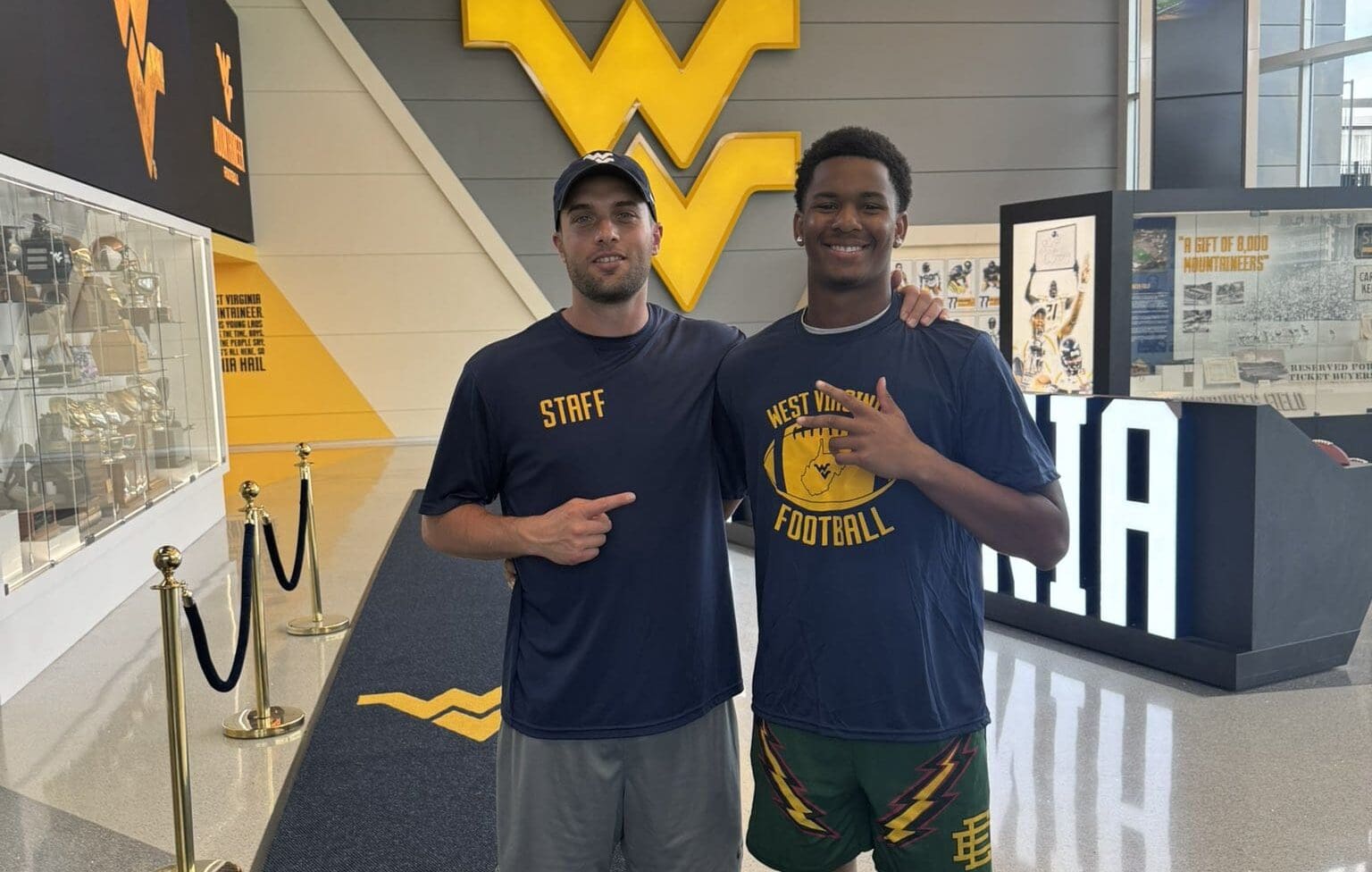 WVU Football WR recruit Demarcus Brown and WR coach Ryan Garrett