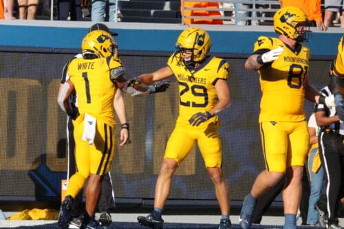 WVU Football Jahiem White and Preston Fox Touchdown Celebration