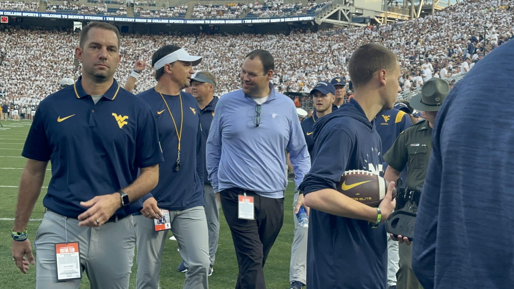 WVU Football HC Neal Brown and WVU AD Wren Baker