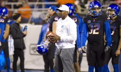 WVU Football safeties coach Gabe Franklin with Boise State