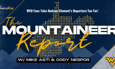 Mountaineer Report graphic for WVU Football talk about Hudson Clement