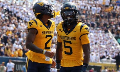 WVU Football WR Jalen Bray and WR Justin Robinson