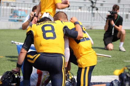 WVU Football QB Nicco Marchiol and WR Preston Fox