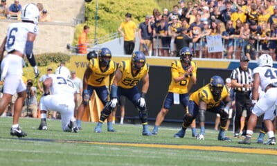 WVU Football QB Garrett Greene under center with Brandon Yates and offensive line against Penn State