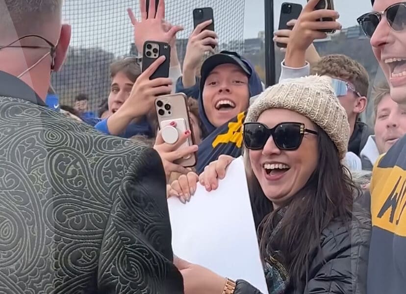 Pat McAfee with WVU fans at GameDay