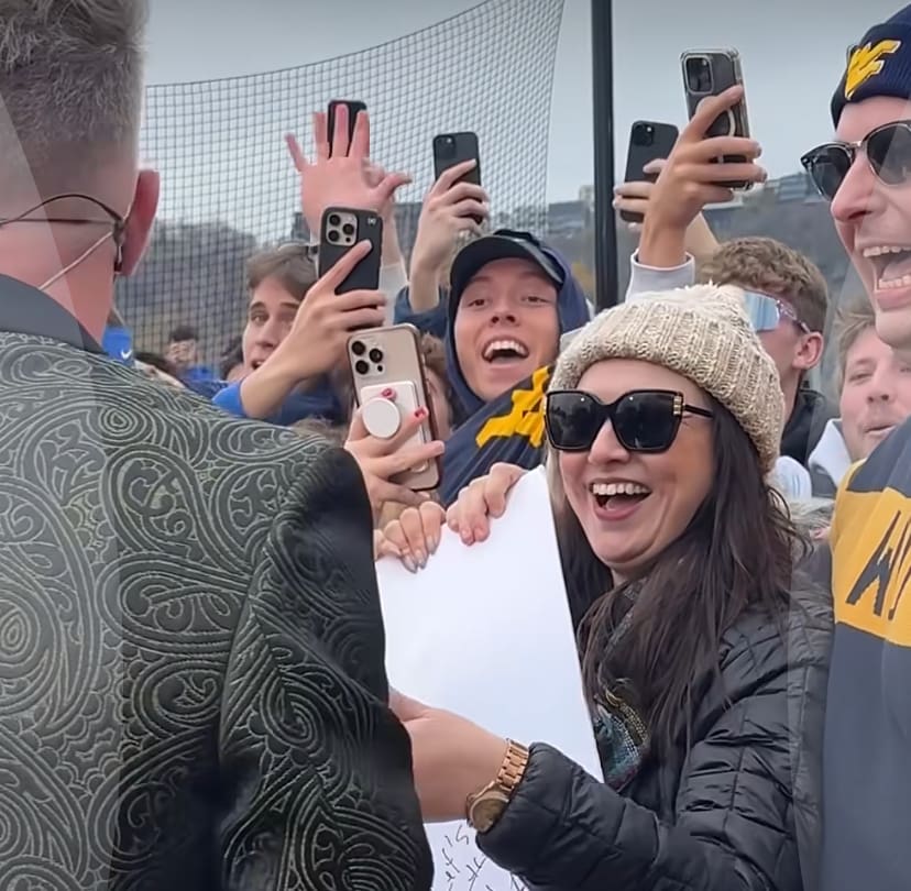 Pat McAfee with WVU fans at GameDay