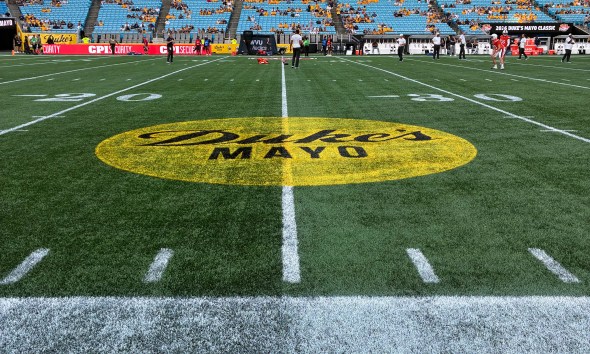 Duke's Mayo logo on field
