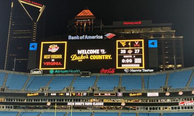 Scoreboard after WVU Football beat Virginia at Bank of America Stadium