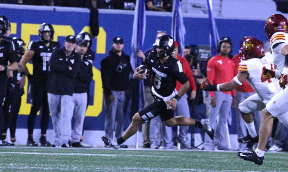 WVU Football QB Garrett Greene running against Iowa State