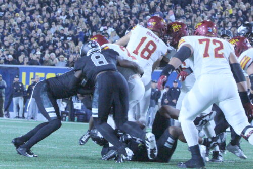 WVU Football Tyrin Bradley tackle versus Iowa State