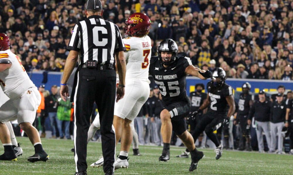 WVU Football LB Reid Carrico versus Iowa State