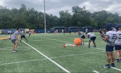 WVU Football RB drills at practice stock with Jahiem White