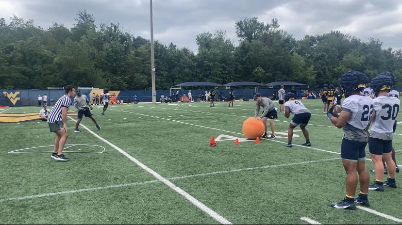 WVU Football RB drills at practice