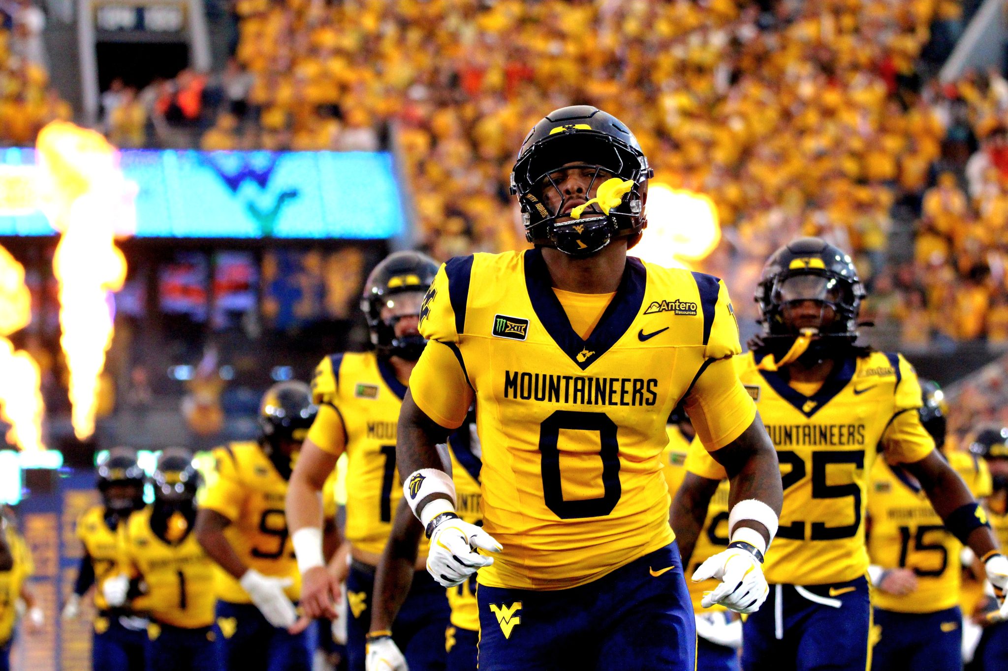WVU Football players intro stock