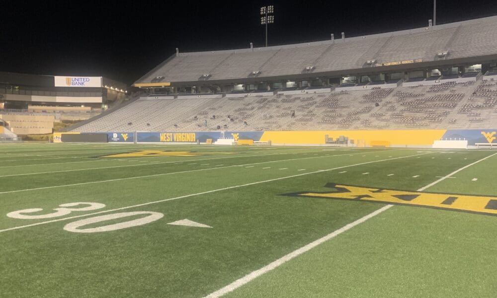 Big 12 logo at Milan Puskar Stadium stock